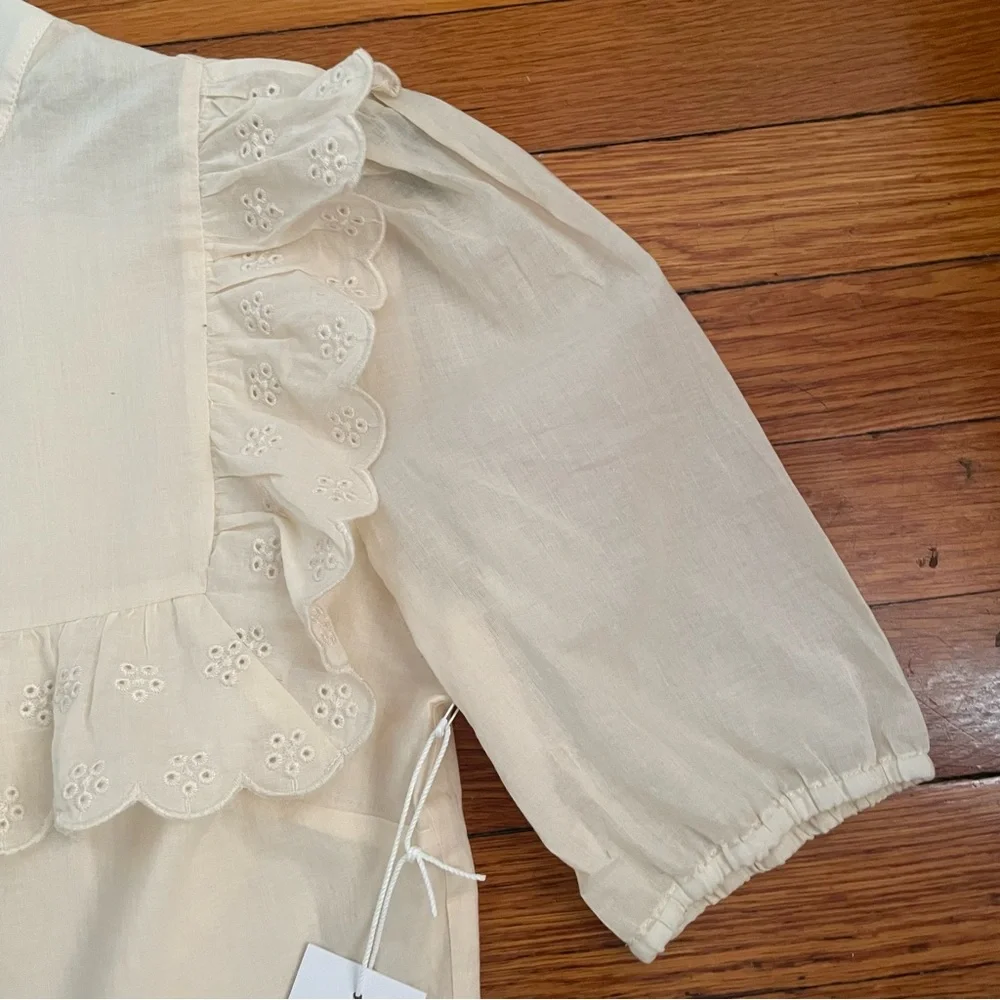 NWT Reformation Bradley Mock Neck Organic Cotton Minidress in Almond Size 2